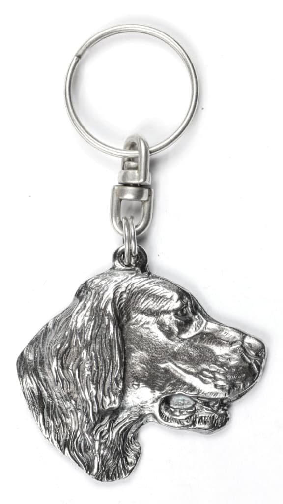 Engelsk Setter, Laverack - silverpläterad nyckelring med en hund i en dekorativ låda, handväska dekoration, ryggsäckshänge från Art-Dog