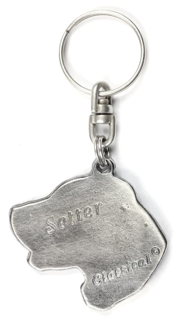 Engelsk Setter, Laverack - silverpläterad nyckelring med en hund i en dekorativ låda, handväska dekoration, ryggsäckshänge från Art-Dog