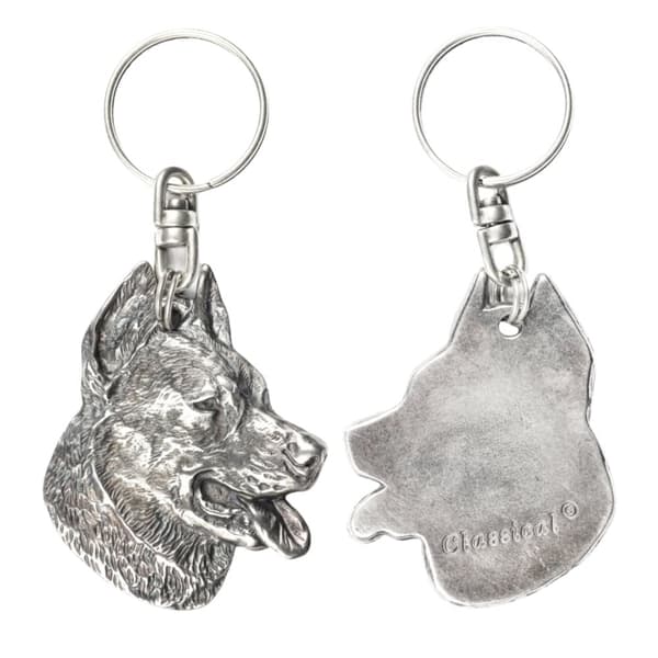 Beauceron French Shepherd - silverpläterad nyckelring med en hund i en dekorativ låda, handväska dekoration, ryggsäckshänge från Art-Dog