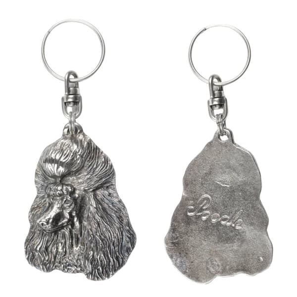 Pudel - silverpläterad nyckelring med en hund i en dekorativ låda, handväska dekoration, ryggsäckshänge från Art-Dog
