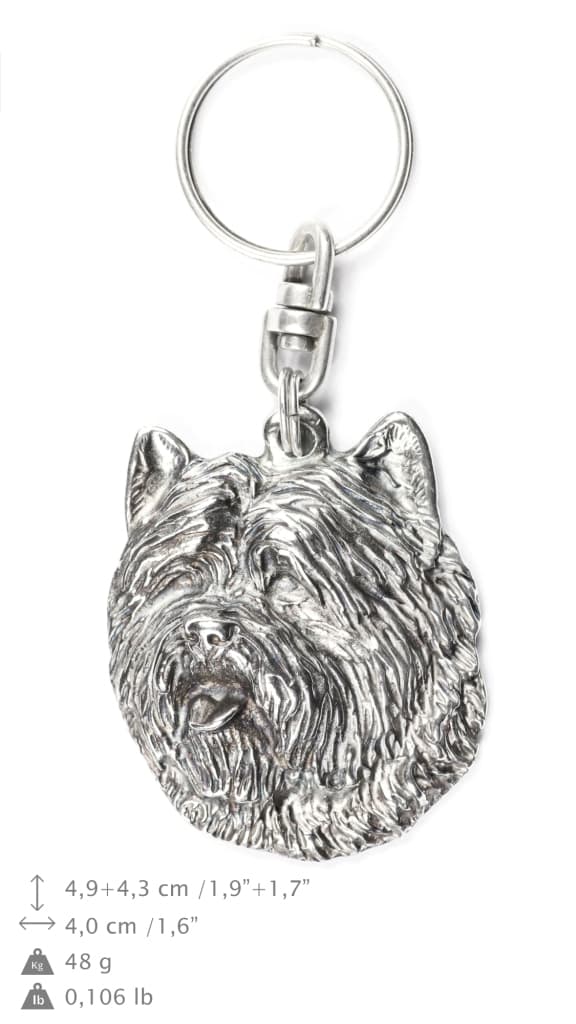Cairn Terrier - silverpläterad nyckelring med en hund i en dekorativ låda, handväska dekoration, ryggsäckshänge från Art-Dog