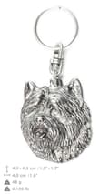 Miniatyrbild 4 av 6: Cairn Terrier - silverpläterad nyckelring med en hund i en dekorativ låda, handväska dekoration, ryggsäckshänge från Art-Dog