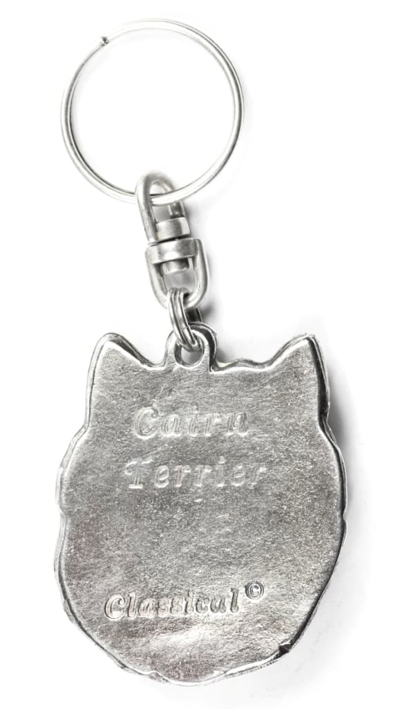 Cairn Terrier - silverpläterad nyckelring med en hund i en dekorativ låda, handväska dekoration, ryggsäckshänge från Art-Dog
