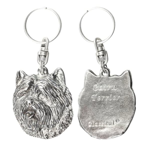 Cairn Terrier - silverpläterad nyckelring med en hund i en dekorativ låda, handväska dekoration, ryggsäckshänge från Art-Dog