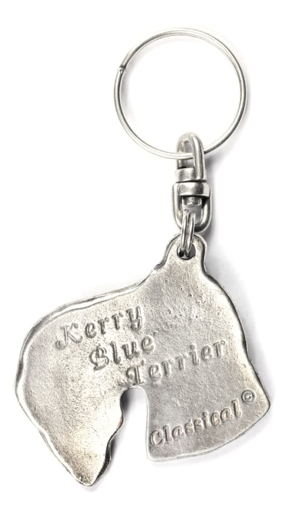 Kerry Blue Terrier, Irish Blue Terrier - silverpläterad nyckelring med en hund i en dekorativ låda, handväska dekoration, ryggsäckshänge från Art-Dog