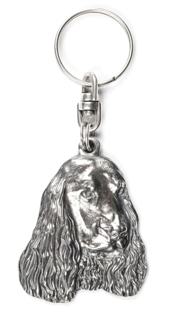 Engelsk Cocker Spaniel I - silverpläterad nyckelring med en hund i en dekorativ låda, handväska dekoration, ryggsäckshänge från Art-Dog