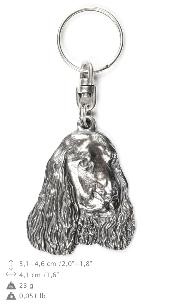 Engelsk Cocker Spaniel I - silverpläterad nyckelring med en hund i en dekorativ låda, handväska dekoration, ryggsäckshänge från Art-Dog