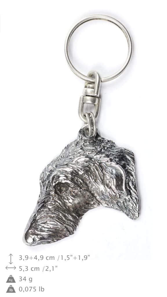 Scottish Greyhound, Deerhound - silverpläterad nyckelring med en hund i en dekorativ låda, handväska dekoration, ryggsäckshänge från Art-Dog