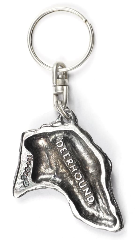 Scottish Greyhound, Deerhound - silverpläterad nyckelring med en hund i en dekorativ låda, handväska dekoration, ryggsäckshänge från Art-Dog