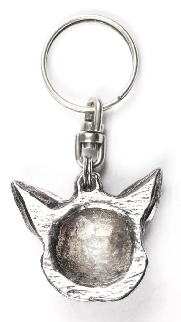 Korthårig Chihuahua - silverpläterad nyckelring med en hund i en dekorativ låda, handväska dekoration, ryggsäckshänge från Art-Dog