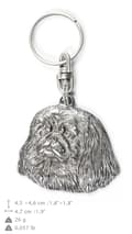 Miniatyrbild 4 av 6: Pekingese - silverpläterad nyckelring med en hund i en dekorativ låda, handväska dekoration, ryggsäckshänge från Art-Dog