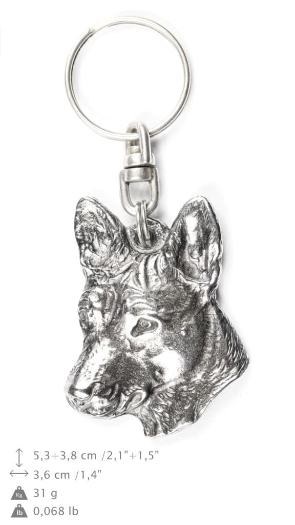 Basenji, Basenji, Kongon koira - hopeoitu avaimenperä koiralla koristelaatikossa, käsilaukun koristelu, reppuriipus by Art-Dog