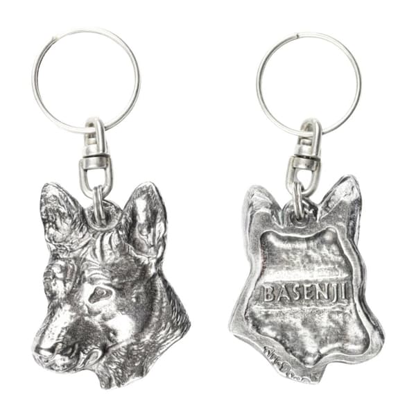 Basenji, Basenji, Kongon koira - hopeoitu avaimenperä koiralla koristelaatikossa, käsilaukun koristelu, reppuriipus by Art-Dog