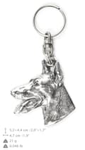 Miniatyrbild 4 av 6: Doberman, Dobermann - silverpläterad nyckelring med en hund i en dekorativ låda, handväska dekoration, ryggsäckshänge från Art-Dog