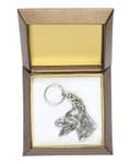 Miniatyrbild 2 av 6: Doberman, Dobermann - silverpläterad nyckelring med en hund i en dekorativ låda, handväska dekoration, ryggsäckshänge från Art-Dog