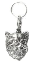 Miniatyrbild 3 av 6: Långhårig Chihuahua - silverpläterad nyckelring med en hund i en dekorativ låda, handväska dekoration, ryggsäckshänge från Art-Dog