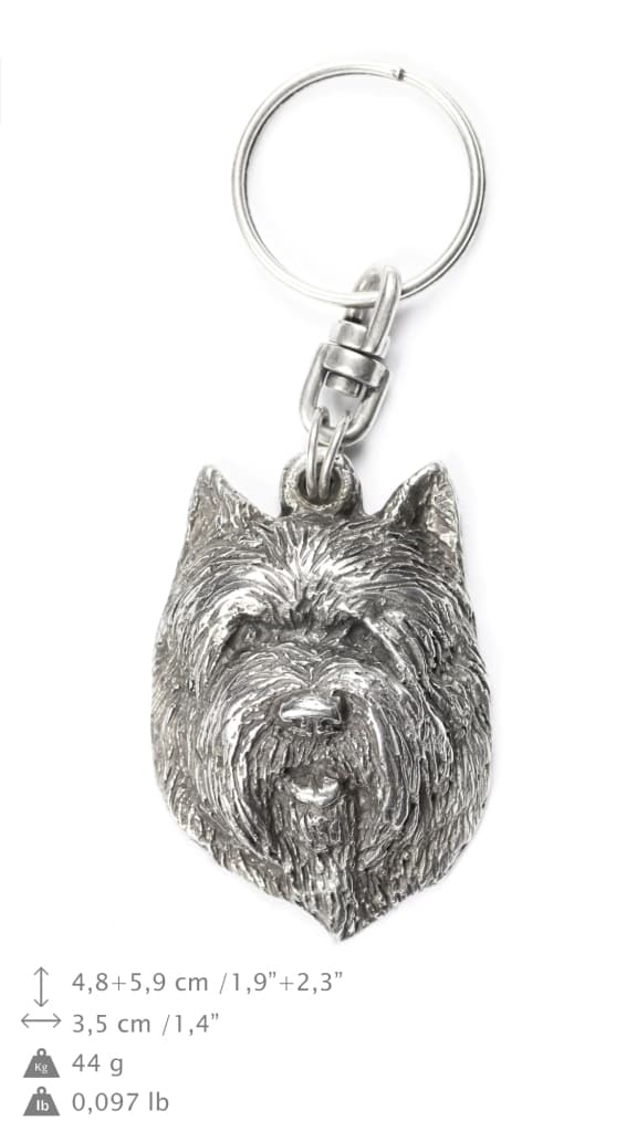 Cairn Terrier II - forsølvet nøglering med en hund i en dekorativ æske, håndtaskedekoration, rygsækvedhæng fra Art-Dog