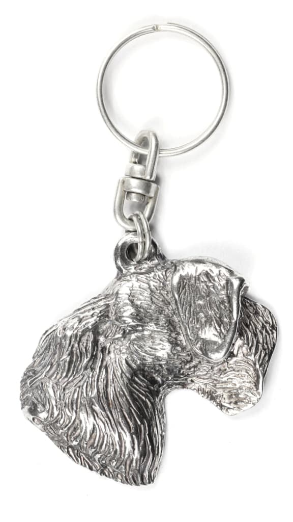 Czech Terrier, Cesky Terrier - silverpläterad nyckelring med en hund i en dekorativ låda, handväska dekoration, ryggsäckshänge från Art-Dog