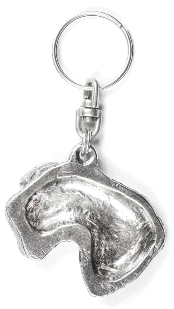 Czech Terrier, Cesky Terrier - silverpläterad nyckelring med en hund i en dekorativ låda, handväska dekoration, ryggsäckshänge från Art-Dog