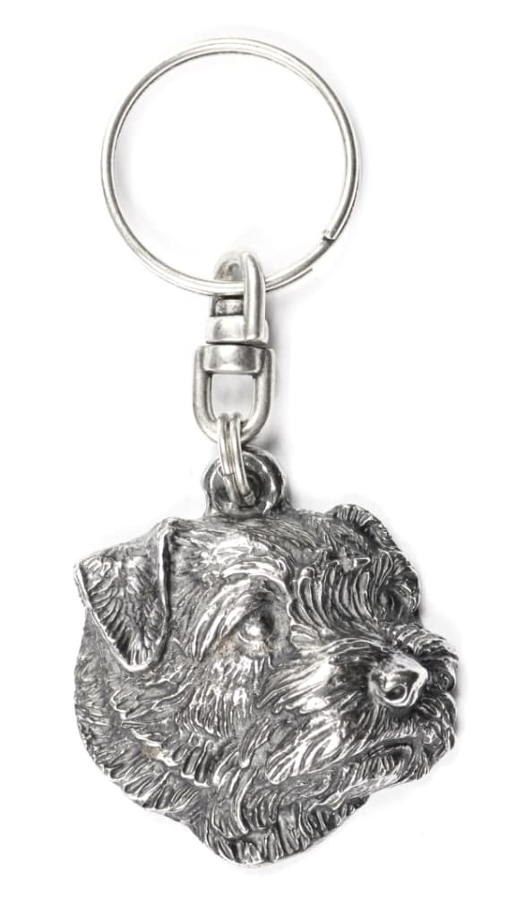 Norfolk Terrier - silverpläterad nyckelring med en hund i en dekorativ låda, handväska dekoration, ryggsäckshänge från Art-Dog