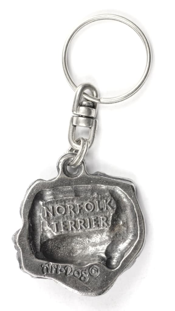 Norfolk Terrier - silverpläterad nyckelring med en hund i en dekorativ låda, handväska dekoration, ryggsäckshänge från Art-Dog