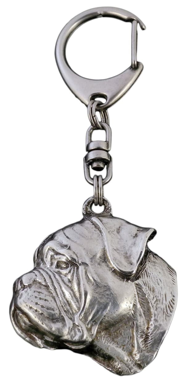 Bullmastiff, Bulmastiff - silverpläterad nyckelring med en hund i presentask, handväska dekoration, ryggsäckshänge från Art-Dog
