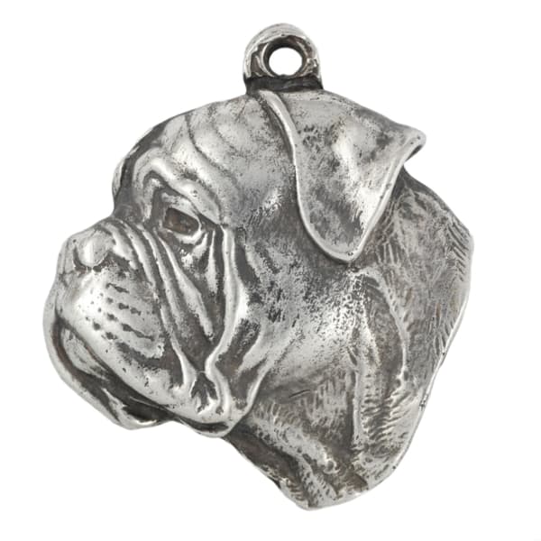 Bullmastiff, Bulmastiff - silverpläterad nyckelring med en hund i presentask, handväska dekoration, ryggsäckshänge från Art-Dog
