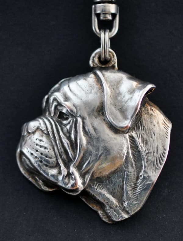 Bullmastiff, Bulmastiff - silverpläterad nyckelring med en hund i presentask, handväska dekoration, ryggsäckshänge från Art-Dog