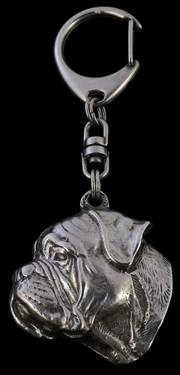 Bullmastiff, Bulmastiff - silverpläterad nyckelring med en hund i presentask, handväska dekoration, ryggsäckshänge från Art-Dog