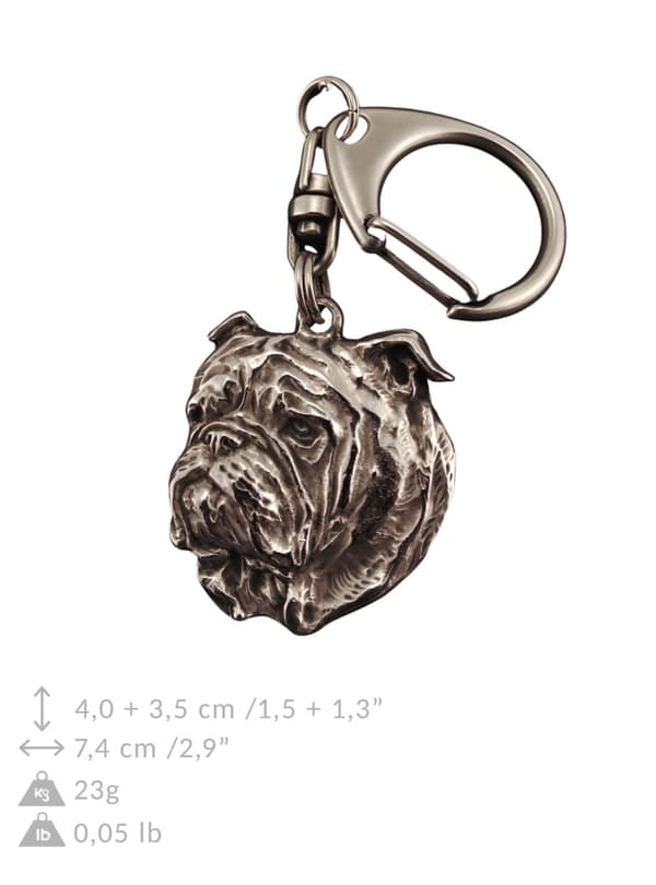 Englantibulldoggi, Bulldog I - hopeoitu avaimenperä koiralla lahjarasiassa, käsilaukun koristelu, reppuriipus Art-Dogilta