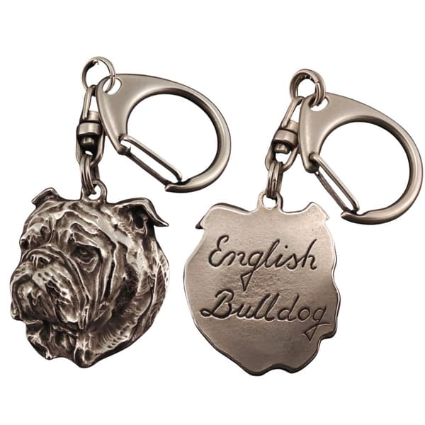 Englantibulldoggi, Bulldog I - hopeoitu avaimenperä koiralla lahjarasiassa, käsilaukun koristelu, reppuriipus Art-Dogilta