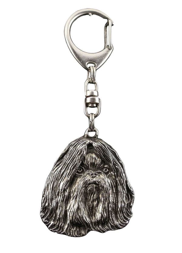 Shih Tzu, Shi tsu, Shi-Tzu, Szi-cu, Szitzu I - silverpläterad nyckelring med en hund i presentask, handväska dekoration, ryggsäckshänge från Art-Dog