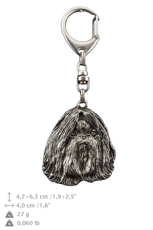 Shih Tzu, Shi tsu, Shi-Tzu, Szi-cu, Szitzu I - silverpläterad nyckelring med en hund i presentask, handväska dekoration, ryggsäckshänge från Art-Dog