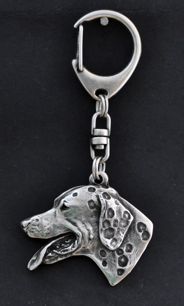 Dalmatian, Dalmatian Pointer - silverpläterad nyckelring med en hund i presentask, handväska dekoration, ryggsäckshänge från Art-Dog