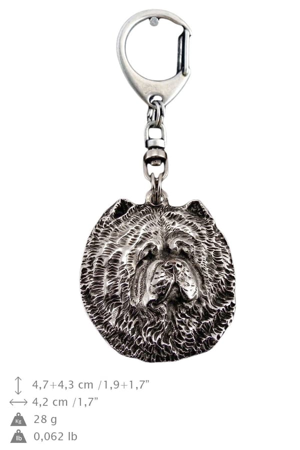 Chow Chow - hopeoitu avaimenperä koiralla lahjarasiassa, käsilaukun koristelu, Art-Dogin reppuriipus