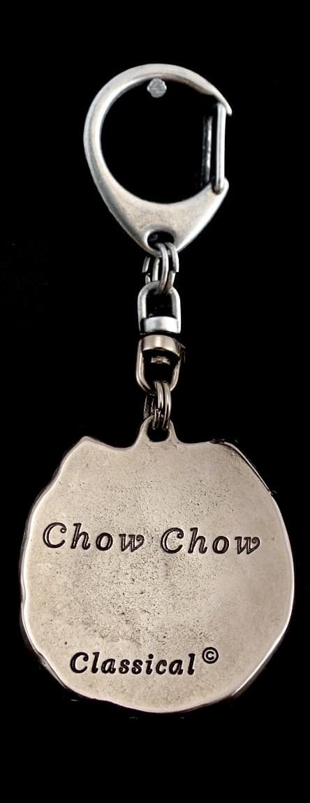 Chow Chow - hopeoitu avaimenperä koiralla lahjarasiassa, käsilaukun koristelu, Art-Dogin reppuriipus