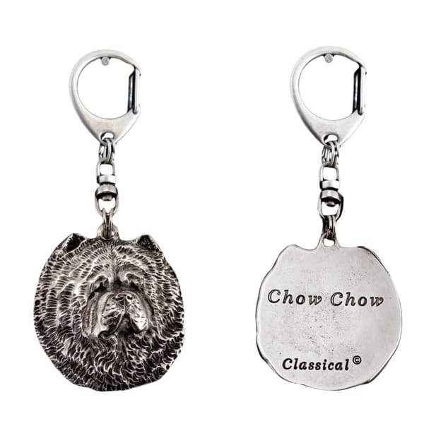 Chow Chow - hopeoitu avaimenperä koiralla lahjarasiassa, käsilaukun koristelu, Art-Dogin reppuriipus