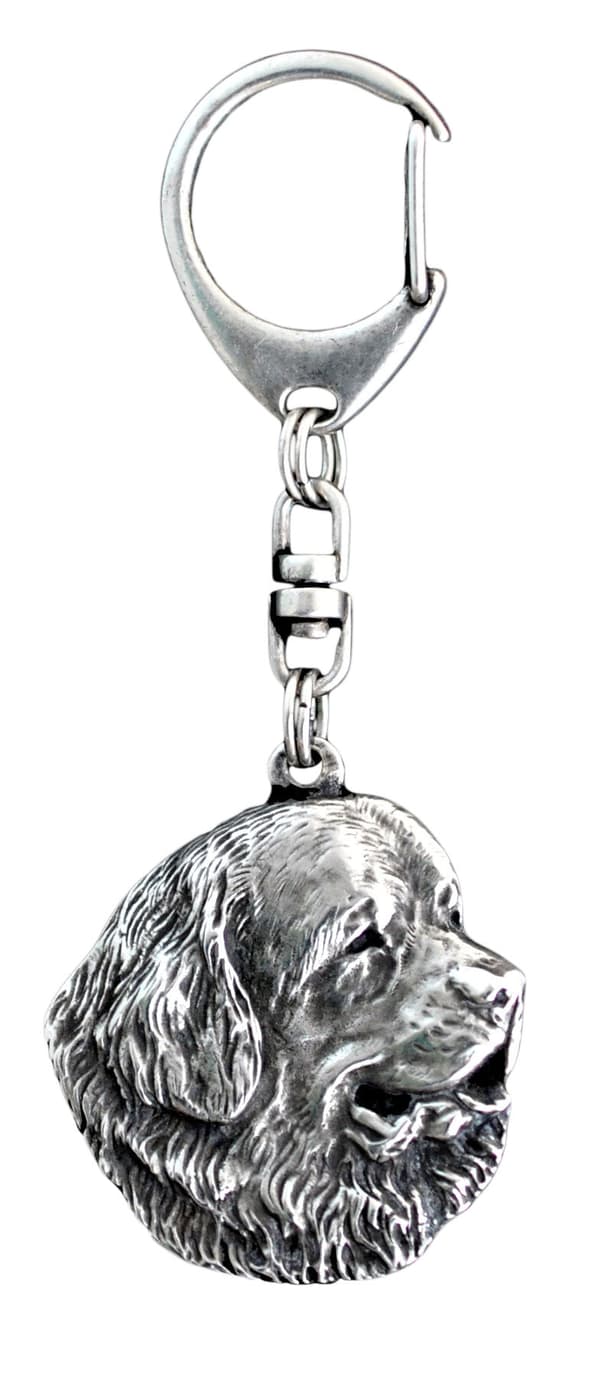 Newfoundland, Newfoundland, Wodołaz - silverpläterad nyckelring med en hund i presentförpackning, handväska dekoration, ryggsäckshänge från Art-Dog