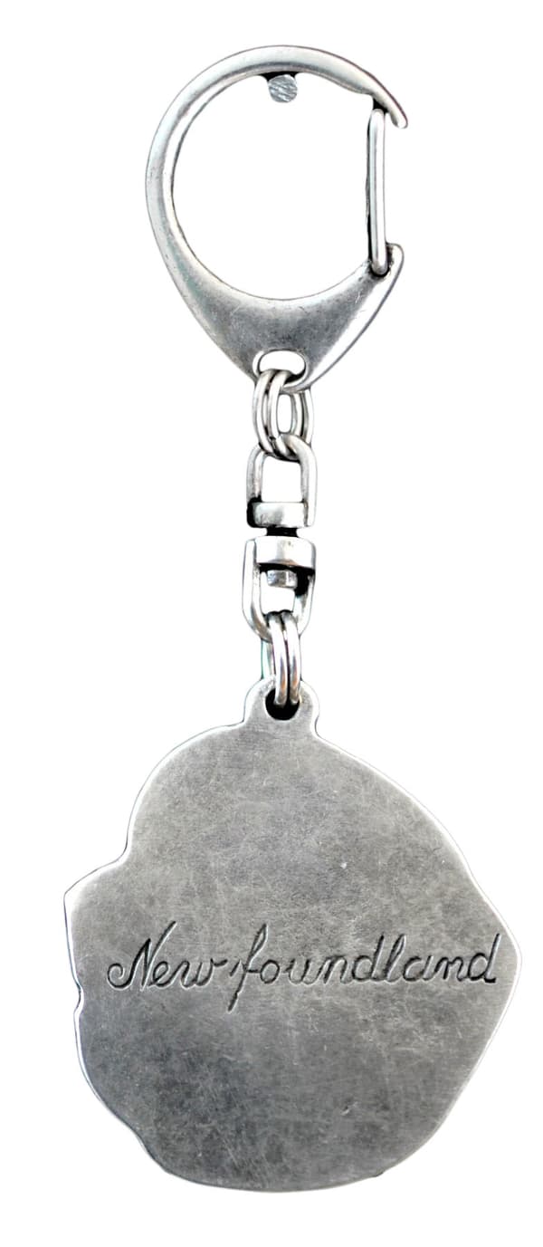 Newfoundland, Newfoundland, Wodołaz - silverpläterad nyckelring med en hund i presentförpackning, handväska dekoration, ryggsäckshänge från Art-Dog