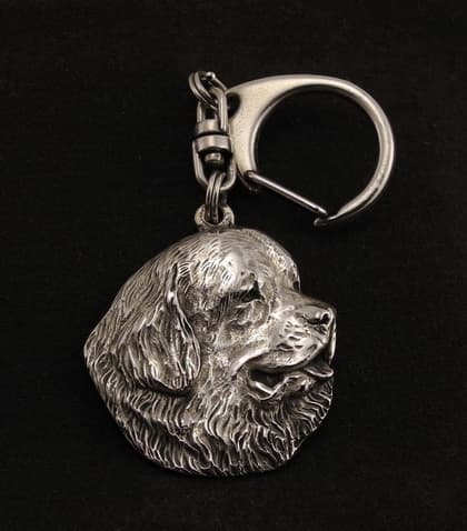 Newfoundland, Newfoundland, Wodołaz - silverpläterad nyckelring med en hund i presentförpackning, handväska dekoration, ryggsäckshänge från Art-Dog