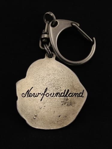 Newfoundland, Newfoundland, Wodołaz - silverpläterad nyckelring med en hund i presentförpackning, handväska dekoration, ryggsäckshänge från Art-Dog