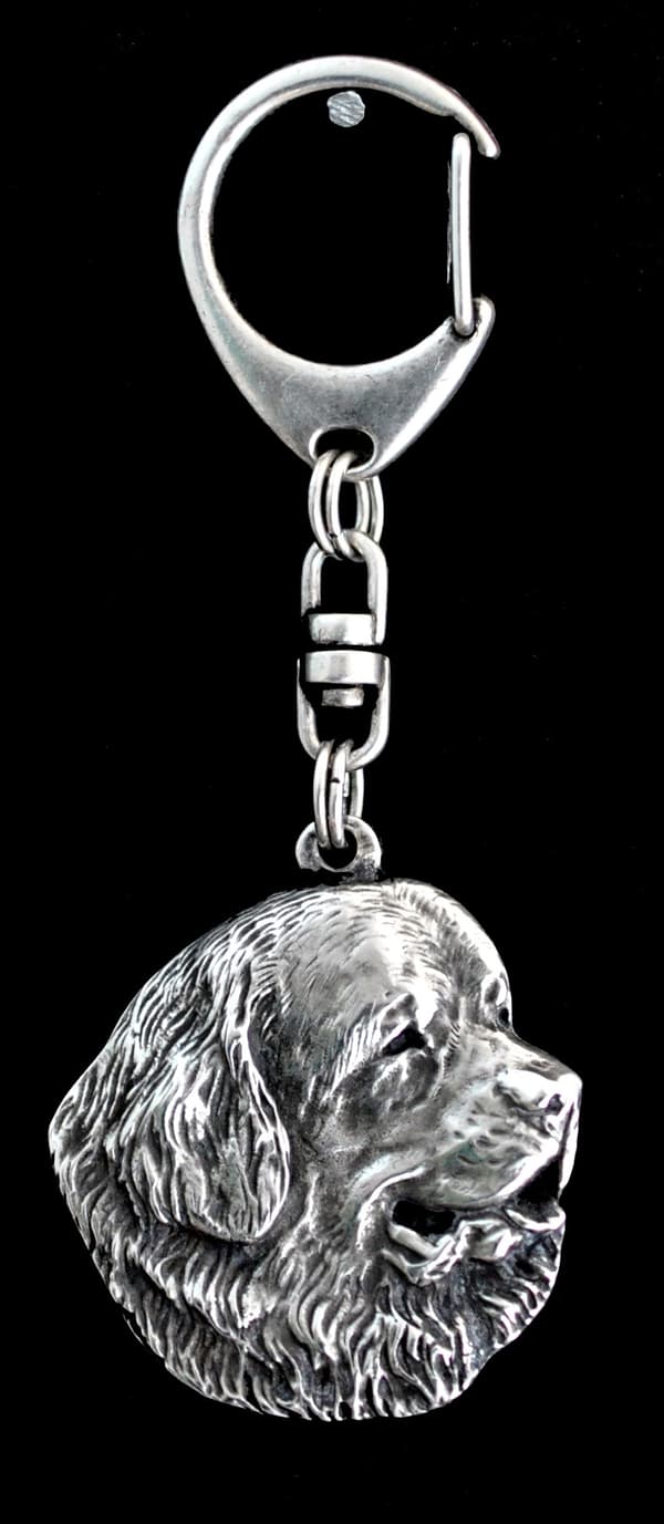 Newfoundland, Newfoundland, Wodołaz - silverpläterad nyckelring med en hund i presentförpackning, handväska dekoration, ryggsäckshänge från Art-Dog