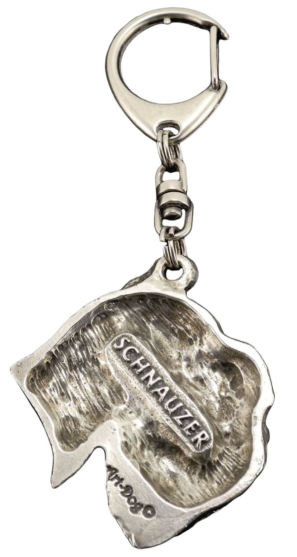 Schnauzer, Schnauzer - silverpläterad nyckelring med en hund i presentask, handväska dekoration, ryggsäckshänge från Art-Dog