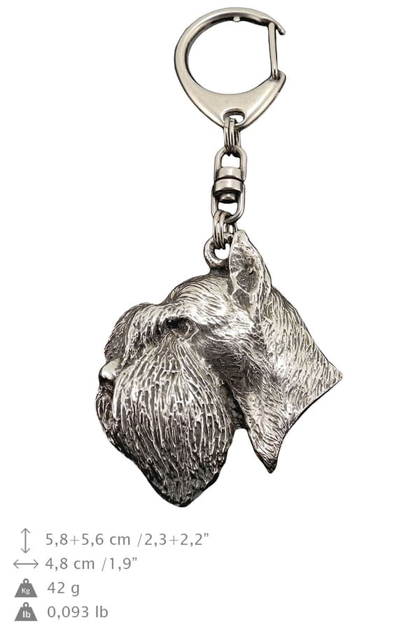Schnauzer, Schnauzer - silverpläterad nyckelring med en hund i presentask, handväska dekoration, ryggsäckshänge från Art-Dog