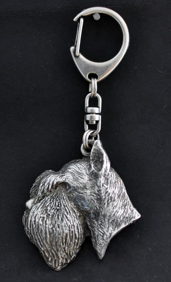 Schnauzer, Schnauzer - silverpläterad nyckelring med en hund i presentask, handväska dekoration, ryggsäckshänge från Art-Dog