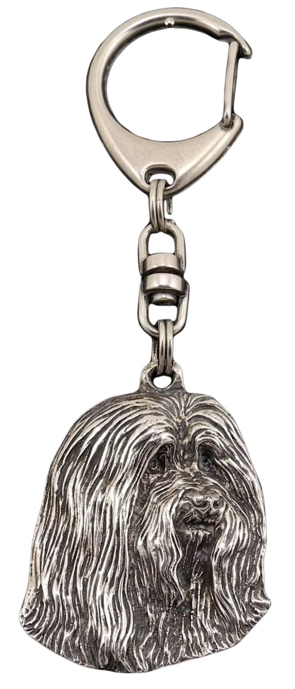 Bearded Collie, Highland Collie - silverpläterad nyckelring med en hund i presentförpackning, handväska dekoration, ryggsäckshänge från Art-Dog