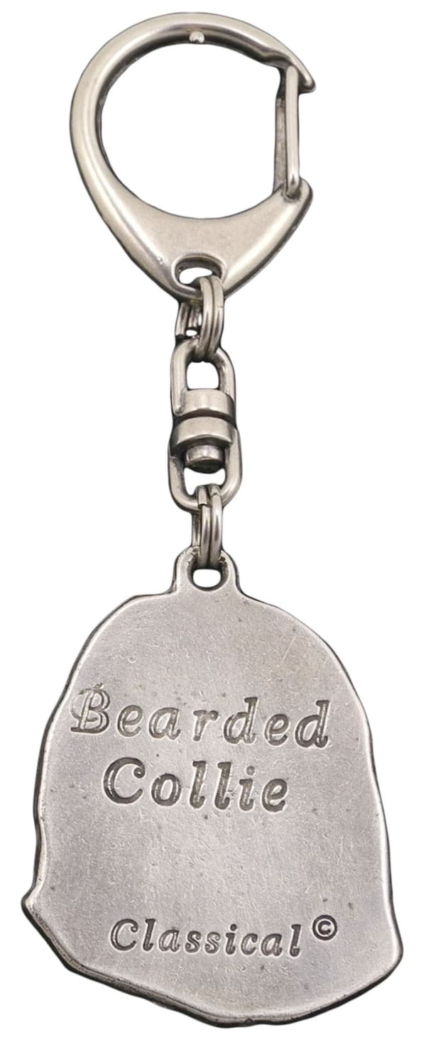 Bearded Collie, Highland Collie - silverpläterad nyckelring med en hund i presentförpackning, handväska dekoration, ryggsäckshänge från Art-Dog
