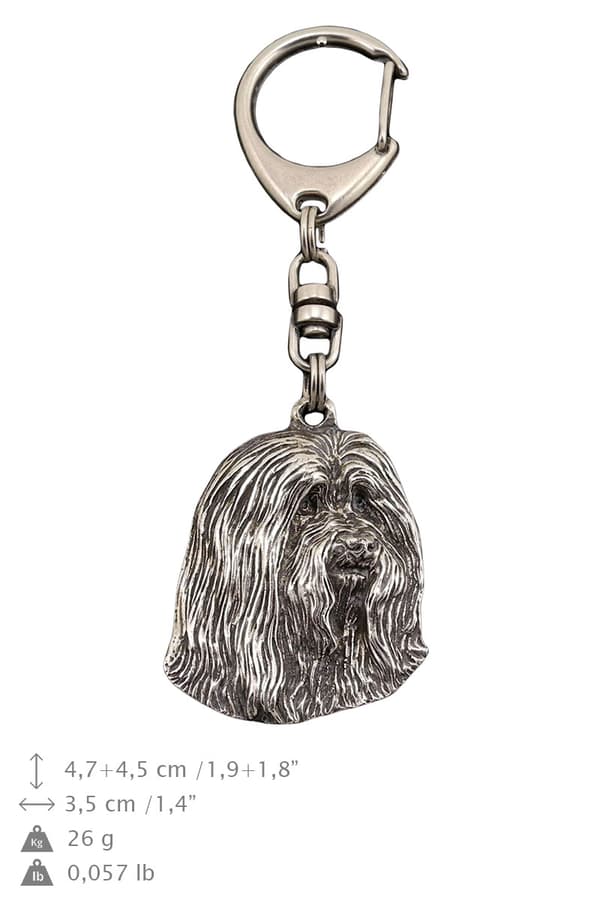Bearded Collie, Highland Collie - silverpläterad nyckelring med en hund i presentförpackning, handväska dekoration, ryggsäckshänge från Art-Dog