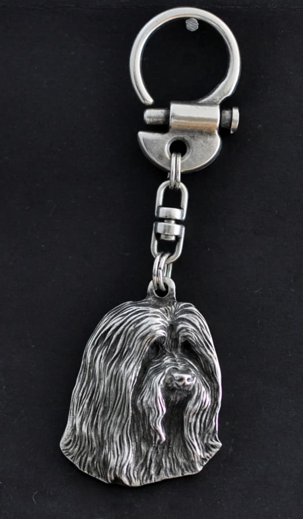 Bearded Collie, Highland Collie - silverpläterad nyckelring med en hund i presentförpackning, handväska dekoration, ryggsäckshänge från Art-Dog