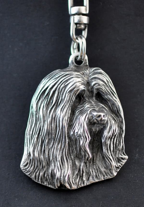 Bearded Collie, Highland Collie - silverpläterad nyckelring med en hund i presentförpackning, handväska dekoration, ryggsäckshänge från Art-Dog